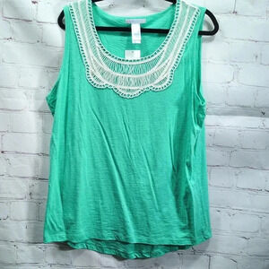 Liz Wear Laced Neck Tank Top Plus Size XXL NWT